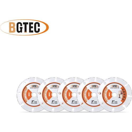 BGTEC 5pcs 75mm Vacuum Brazed Diamond Wood Cutting Disc, 3" Diamond Cut-off Wheel Blade for rubber pipe, plastic, cement residue