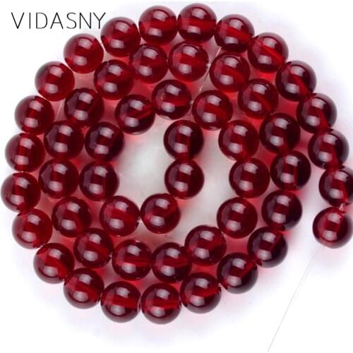 High Quality Garnet Red Glass Beads For Jewelry Making 4 6 8 10 12mm Round Loose Beads Diy Necklace Bracelet Accessories 15