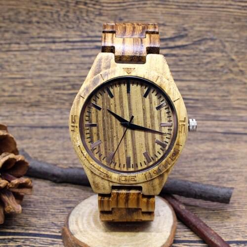 2018 Zebra grain Full Wooden Men Watches Bamboo Luxury Vintage Casual quartz watch Male Quartz Wristwatch Gift relogio masculino