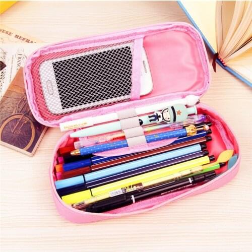 Big zipper pencil bag Canvas zip school pen pencil case Stationery organizer Storage bag pencilcase Office supplies