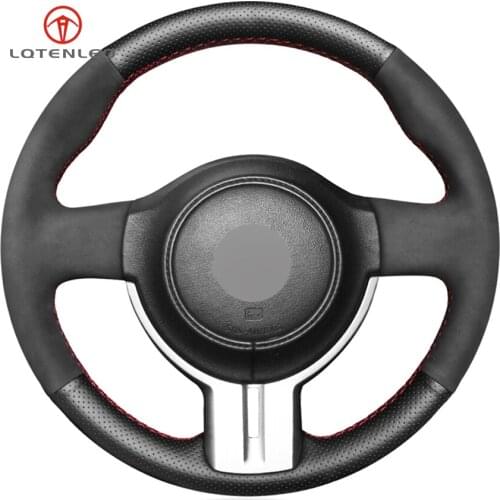 LQTENLEO Black Leather Suede Steering Wheel Cover For Toyota 86 FT-86 2012-2016 Subaru BRZ 2012-2016 Scion FRS FR-S 2012-2016
