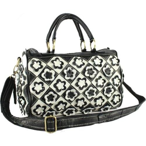 Designer Female Duffle Flowers Leisure Genuine Leather Travel Bag Luggage On woman Cowhide Stitching soft Trip Crossbody Bags