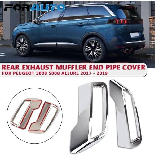 For Peugeot 3008 5008 2017 - 2020 1 pair Exhaust Pipe Tail Cover Car Styling ABS Rear Exhaust Muffler End Pipe Cover