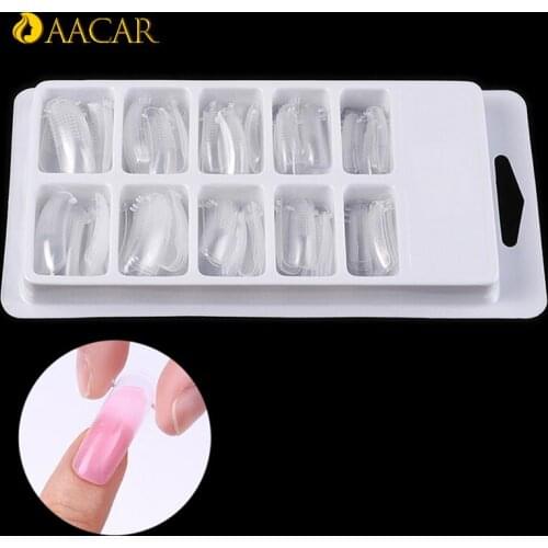 20PCS Fake Nails Quick Building Mold Tips Nail Finger Extension Finger Extension Clear Full Cover Nail Forms Acrylic False