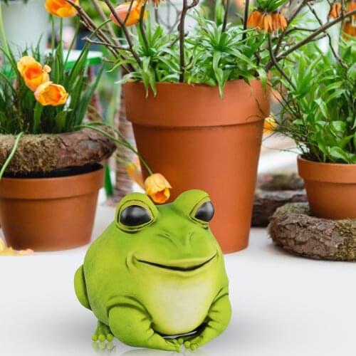 Simulation Animal Fat Frog Decorations Round Smile Frog Sculpture Chubby Frog Statue Resin Crafts Decorative Desktop Ornaments