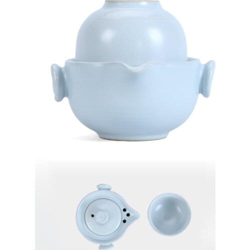 Ceramic portable travel Tea set Include 1 Pot 1 Cup, Beautiful and easy teapot kettle,kung fu teaset,fast passenger cup gaiwan