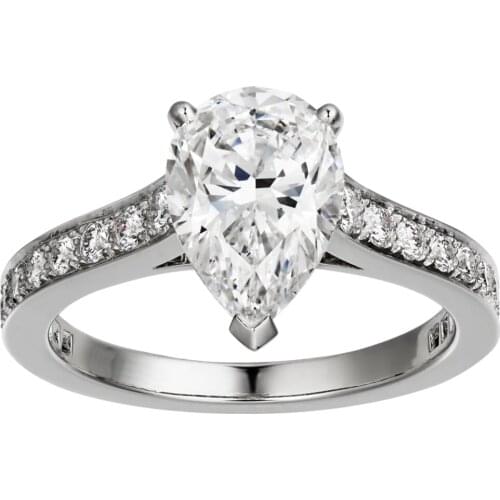 18K Au750 White Gold Ring Women Wedding Anniversary Engagement Party Ring Water Drop Pear Moissanite Diamond Elegant Romantic