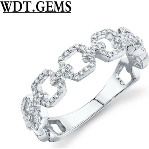 Diamond Chain Link Ring 10k Yellow Gold Pave Open Womens Band 0.22ct