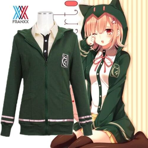 Anime Super DanganRonpa 2 Nanami ChiaKi Cosplay Costumes Women Hoodie Sweatshirts Skirt Synthetic Hair Wigs Uniform Set Girls
