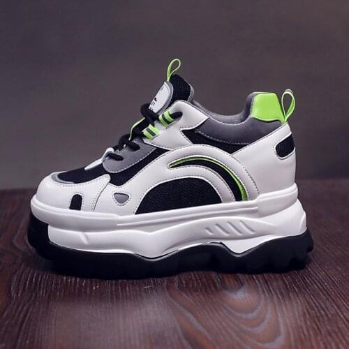 Women Platform Sneakers New 2021 Autumn Ladies Vulcanized Shoes Breathable Mesh Casual Shoes Chunky Sneaker Woman Wedge 10 cm