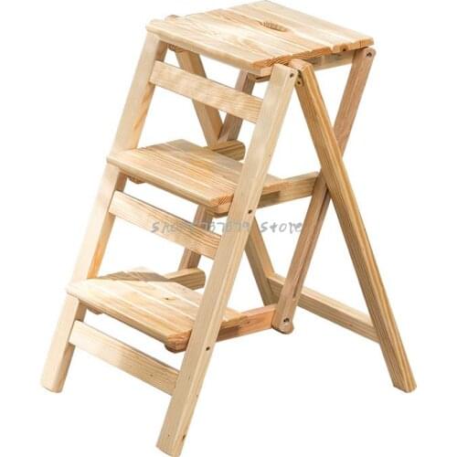 Ladder Family Foldable Ladder And Bench Herringbone Ladder Solid Wood Two Three Four Step Ladder Chair Stool Flower Rack Indoor