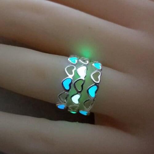 Love Luminous Ring Korean Luminous Ring Jane Glow In The Dark Colorful Ring Women Men Cute Fashion Jewelry Gifts Adjustable