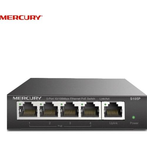 Mercury S105P 10/100M 5 Port Standard POE Switch Active Fast Switch With Internal Power 53.5V For POE Camera Up 30W