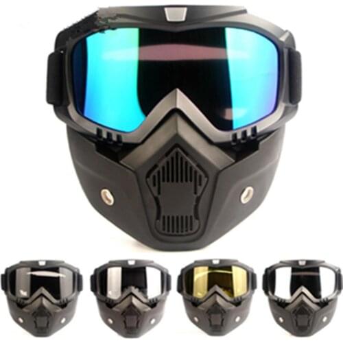 Motorcycle Helmet Riding Goggles Glasses Motocross Anti-Slip Moto Detachable Mask Goggle UV Protection Ski Bike Adjustable
