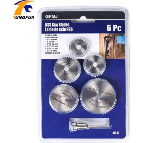 Tungfull HSS Circular Saw Blades Set For Wood Aluminum Cutting Disc Dremel Rotary Tools Accessories High Quality 6 In 1