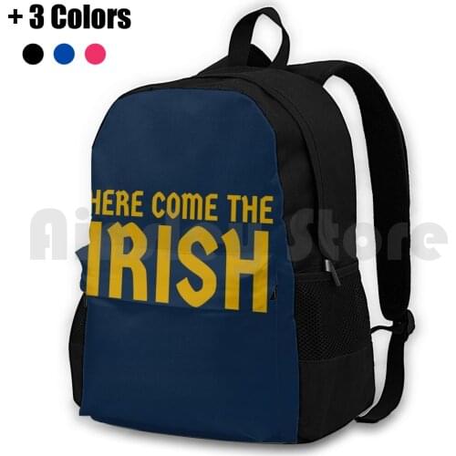 Notre Dame Fighting Irish , Here Come The Irish Outdoor Hiking Backpack Riding Climbing Sports Bag Notre Dame Fighting Irish