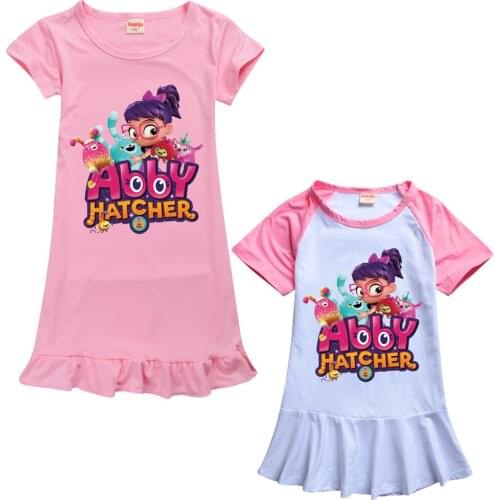 New Cartton Abby Hatcher Summer Children Sleepwear or Princess Dress Cotton Pyjamas Kids Short-Sleeved Dress Pajamas Nightgown
