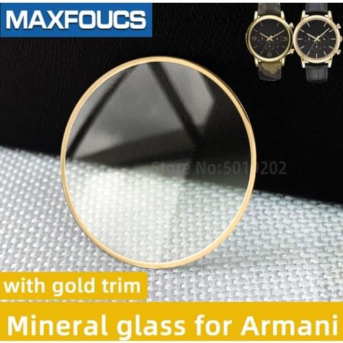 SIngle dome watch glass with gold trim Models For AR-1815 AR-1917 AR-1818 AR-1832 Parts for Armani watch