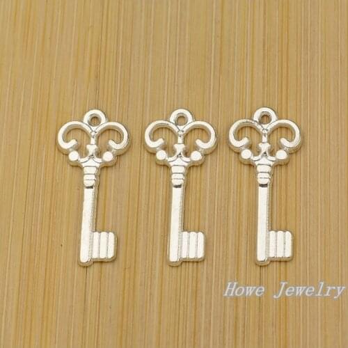 Wholesale 180 PCS Vintage Charms Key Pendant Bright silver Fit Bracelets Necklace DIY Metal Jewelry Making JC-616