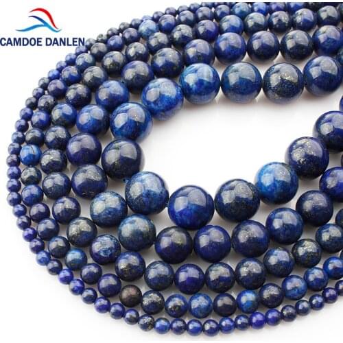 Natural Stone Round Lapis Lazuli 4/6/8/10/12/14/16MM Diy Women Man Bracelet Necklace Earrings beads jewelry making Accessories