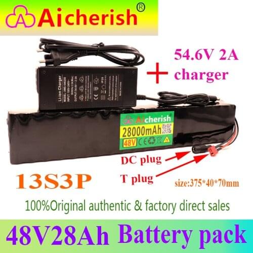 Rechargeable 18650 Battery Pack Li-Ion 13S3P 48V 28A 780W BMS Electric Bicycle Scooter Batteries Function Overcharge Protection