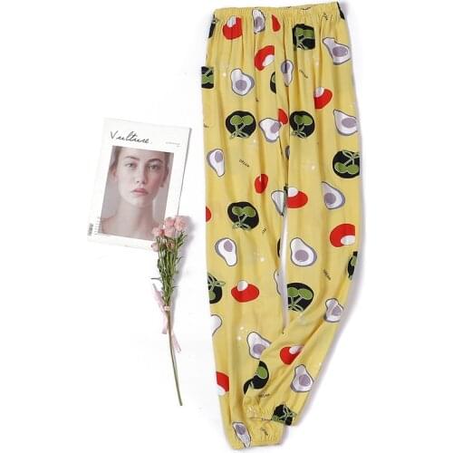 Womens Summer Plus Size Cotton Satin Pajamas Thin Bloomers Can Be Worn Outside Mosquito Pants Holiday Beach Trousers Sleepwear