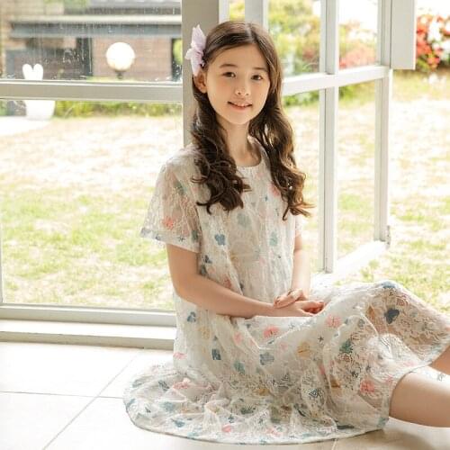 Girls Dress Elegant Bowtie Lace Kids Dresses for Girl Summer Princess Costume Party Dress Teenage Children Clothing 4-14Y