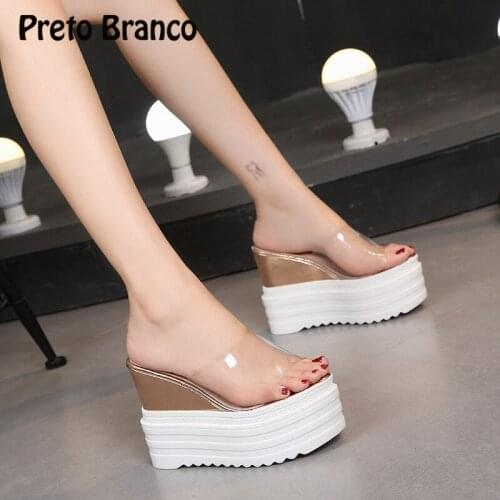 PRETO BRANCO 2020 Summer Fashion Wedge Heel Thick Fish Head Womens Shoes Casual Wear High Heel Waterproof Womens Sandals ZYW