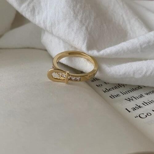 Simple temperament geometric belt buckle index finger ring female ins fashion design joint ring