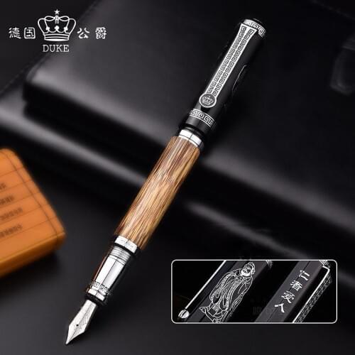 Luxury High quality Duke Confucius business fountain Pen Relief elegante men pen Copper Stationery Office Supplies ink pens