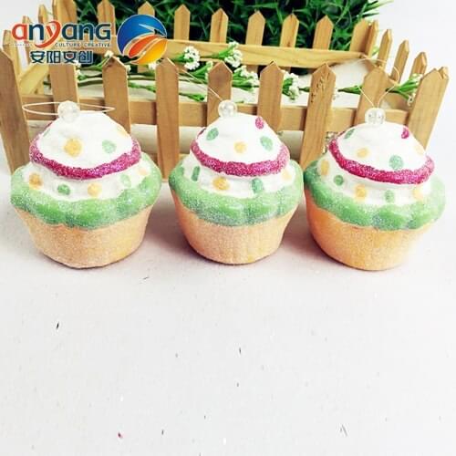 Christmas ornaments wedding arrangement wedding window decoration 6.5CM painted simulation cake pendant 3