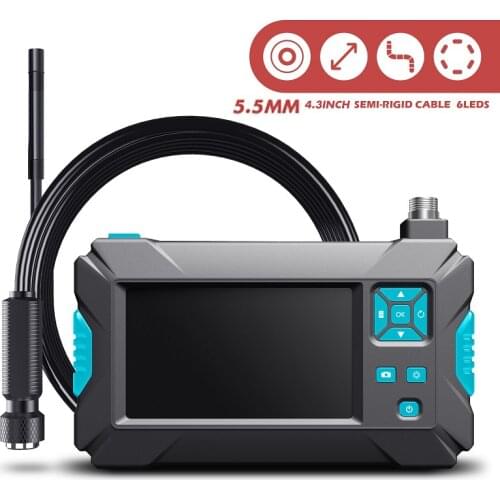 Handheld screen endoscope camera 5.5mm semi-rigid cable 2.0 mp serpentine camera HD 4.3 inch display