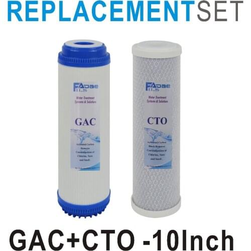 Reverse Osmosis Water Filtration System Replacement Filters Supply Set 10-Inch Carbon Block Filter and Activated Carbon Filter