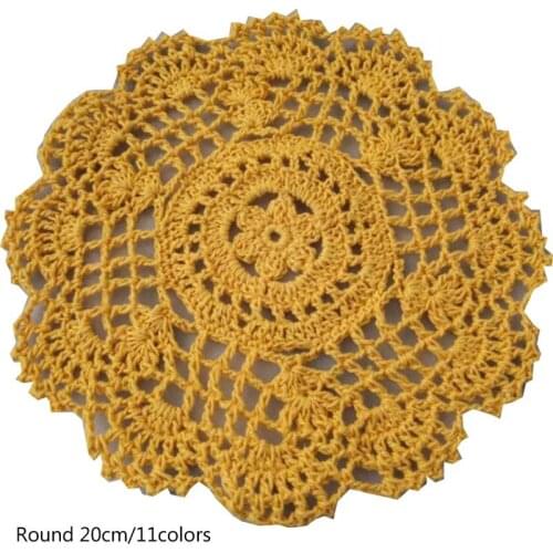 Modern round cotton table place mat lace crochet coffee placemat pad Christmas drink coaster cup mug tea dining doily kitchen