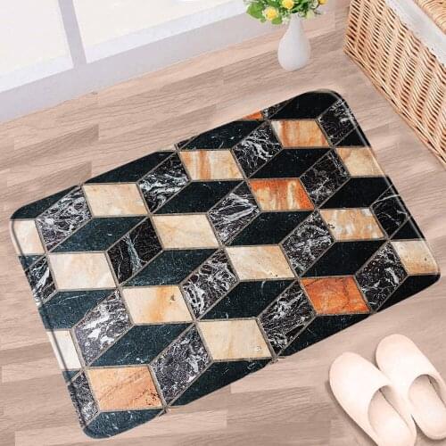 Doormat Modern Marble Bathroom Mat Vintage Stone Wall Brick Texture Non-slip Rug Decor Bath Kitchen Indoor Entrance Aisle Carpet