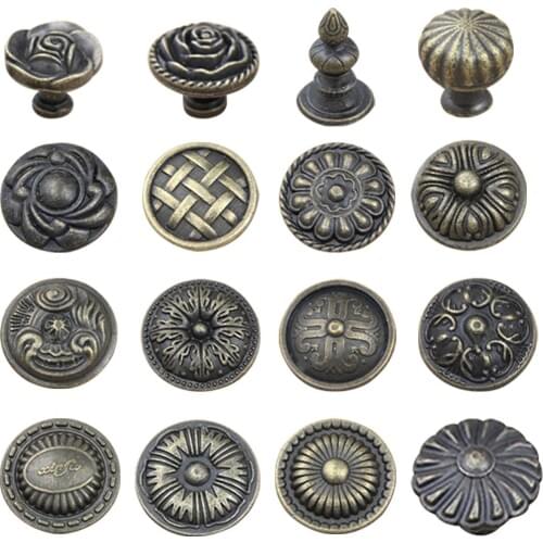 Vintage Bronze Cabinet Knobs Door Cabinet Pull Knob Wardrobe Furniture Handle Jewelry Box Drawer Pulls Handle Knob Door Handles