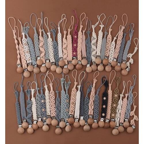 Baby Pacifier Clips Woven Cotton Rope Pacifier Chain Infant Nipple Soother Chain Clips Dummy Holder Nipple Clip