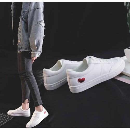 Women Sneakers 2019 Fashion Breathble Vulcanized Shoes Pu leather Platform Lace up Casual White Tenis Feminino Zapatos De Mujer