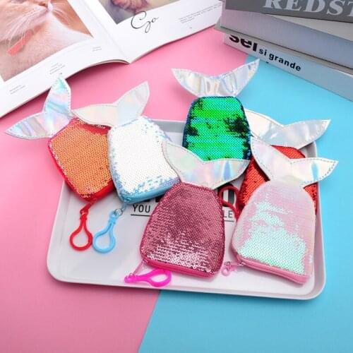 Ladies coin purse mermaid two-color cute student coin purse key coin bag female small leather bag childrens wallet holiday gift