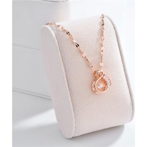 2021 Trendy Beating Heart Series Crystal Swan Pendant Women Necklace Female Elegant Party Jewelry Ladies Short Chain Necklaces