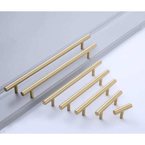 1Pcs Gold Cupboard Handle Brushed Stainless Steel Kitchen Cabinet Door Knob Furniture Drawer Pull Hardware Pulls Bar Handle