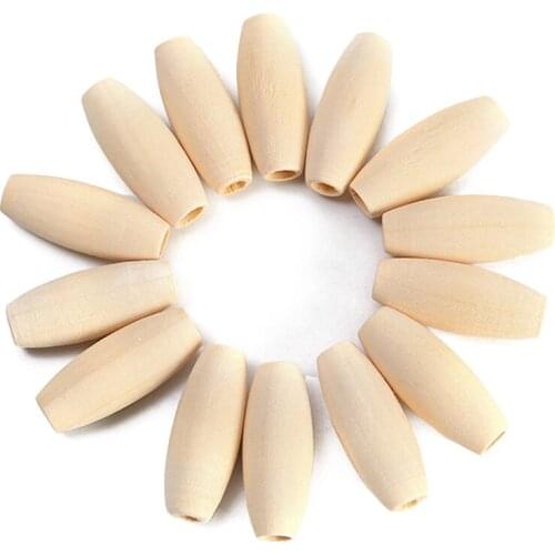 10pcs Oval Tuve Shape Long 29x12mm Natural Wood Loose Handcraft Beads for DIY Crafts Jewelry Making