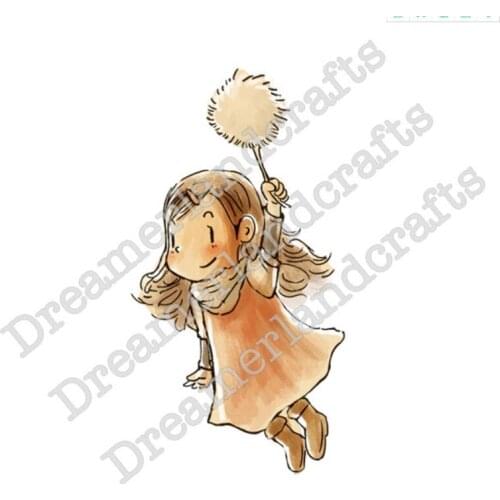 10x6 Girl holding a balloon Transparent Clear Stamps Silicone Seals for DIY scrapbooking photo album Card Making