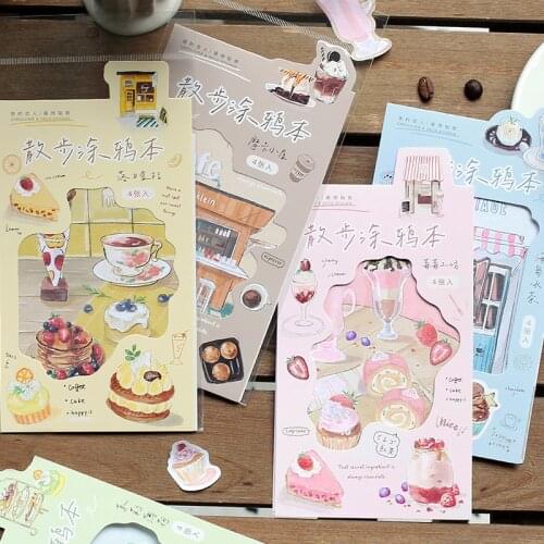 4 Sheets Cute Journaling Stationery Set Sticker Creative INS Art Graffiti Material Decorative Sticker For Kids School Stationery