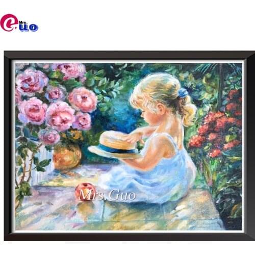5D Diamond Painting Full Square Round Beautiful Cute Flower Girl Diamond Embroidery Rhinestones Art Cross Stitch Kits Hobby Gift