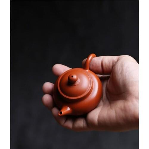 70ml/90ml Chaozhou Zhangs Hand Made Red Mud Purple Clay Zhuni Teapot Mini Kung Fu Tea Set Small Sealed Horizontal Water Pot
