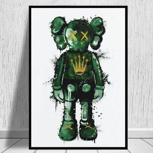 Watercolour Green Doll Bear Canvas Prints Modern Luxury Wall Art Home Decorative Poster Painting For Living Room Mural Pictures