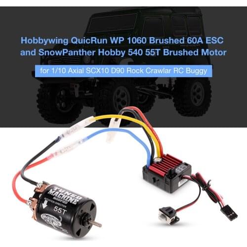 RC Car Motor WP 1060 Brushed 60A ESC 2-3S 6V/3A BEC 540 55T Brushed Motor for 1:10 Axial SCX10 D90 Rock Crawlar RC Buggy