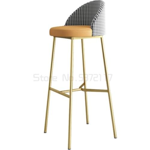 Bar chair modern bar chair thousand bird grid high foot chair simple iron net red high foot stool back chair
