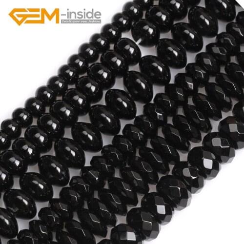 Gem-inside Natural Rondelle Black Agates Stone Beads For Jewelry Making 4-8mm 15inches DIY Christmas Valentine Gift Jewellery